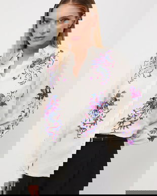 Medicine camasa culoarea bej, cu guler clasic, relaxed