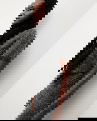 Answear.LAB glugă cu lână merinos culoare neagră