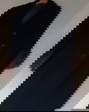 Haină din stofă, cu manșete maneci din blană nurcă