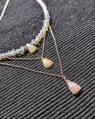 Colier argint opal de foc etiopian lant argint minimalist boho chic trendy - Transport gratuit