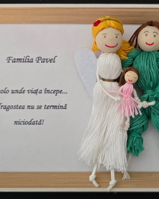 Tablou Personalizat Familie 3 Păpuși