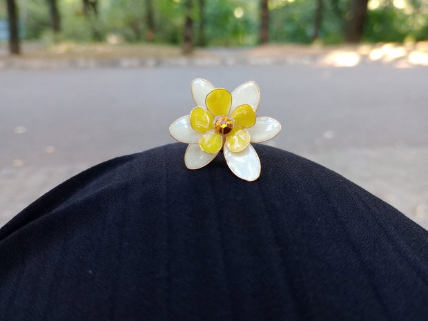 Set cercei si inel flori albe