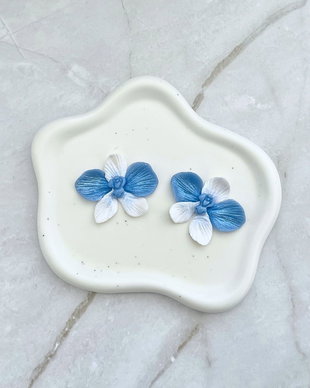 Cercei din lut polimeric BLUE ORCHID #C0064