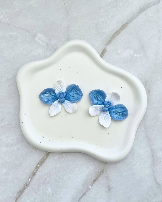 Cercei din lut polimeric BLUE ORCHID #C0064