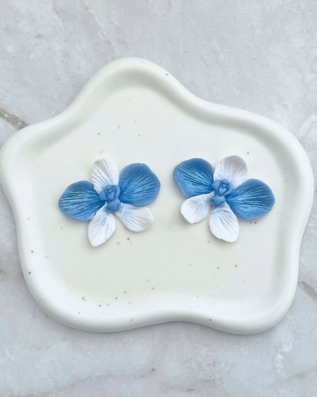 Cercei din lut polimeric BLUE ORCHID #C0064