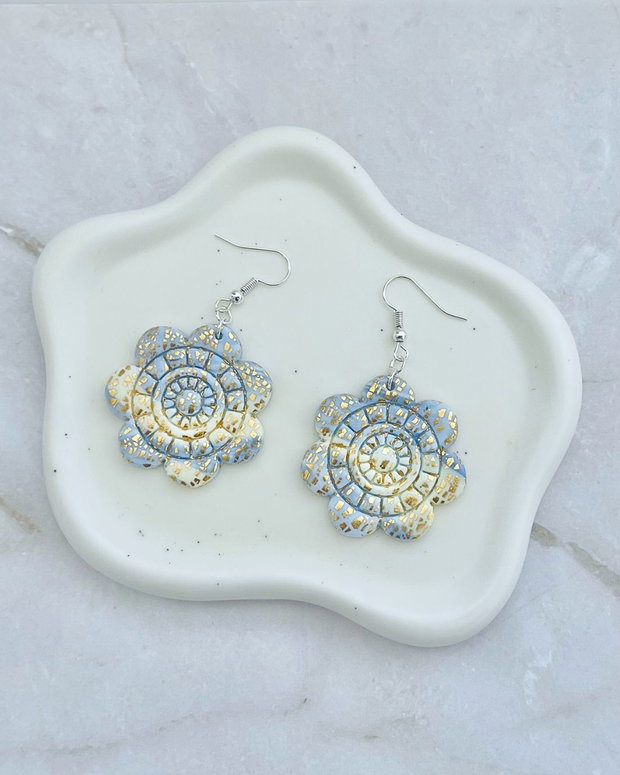 Cercei din lut polimeric GOLDEN MANDALA #C0066