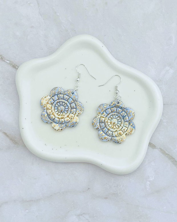 Cercei din lut polimeric GOLDEN MANDALA #C0066