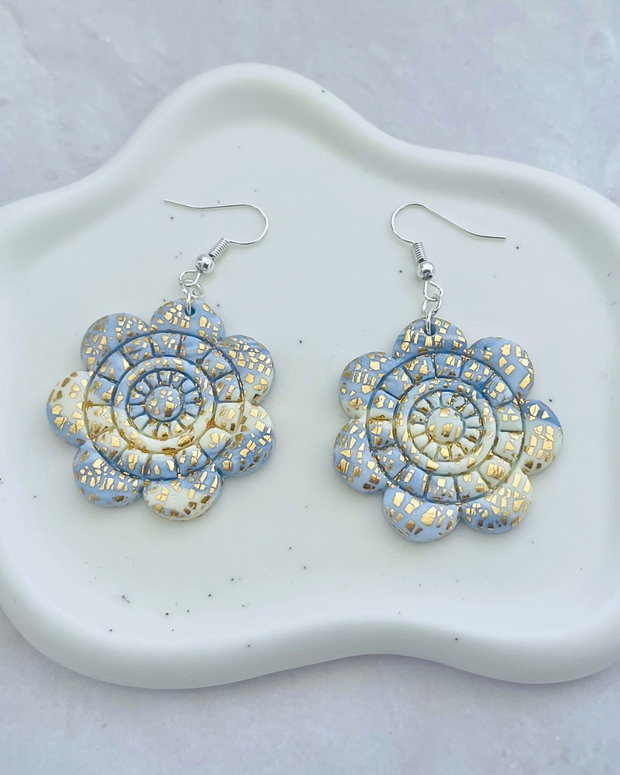 Cercei din lut polimeric GOLDEN MANDALA #C0066