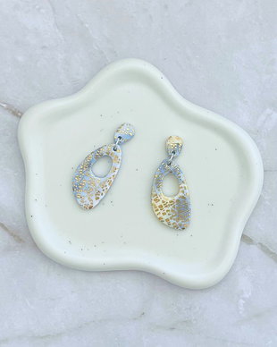 Cercei din lut polimeric GOLDEN TEARDROPS #C0067