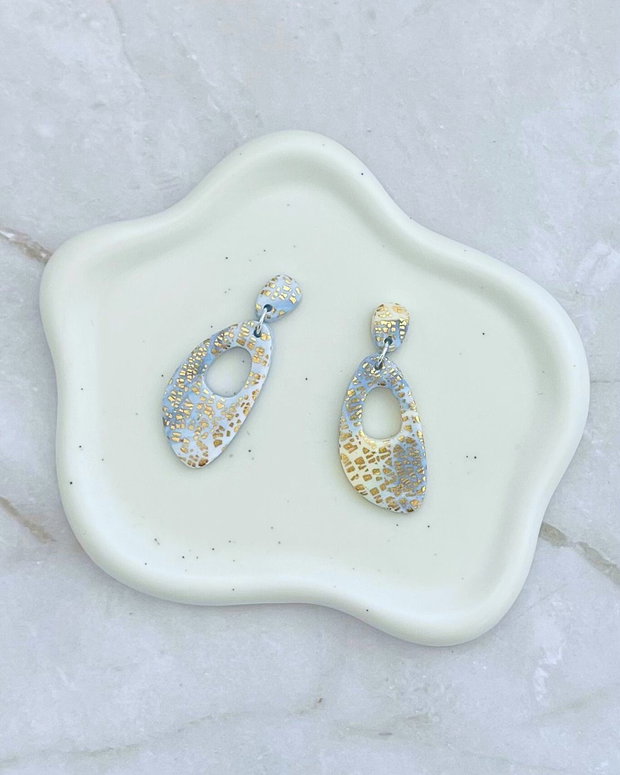 Cercei din lut polimeric GOLDEN TEARDROPS #C0067
