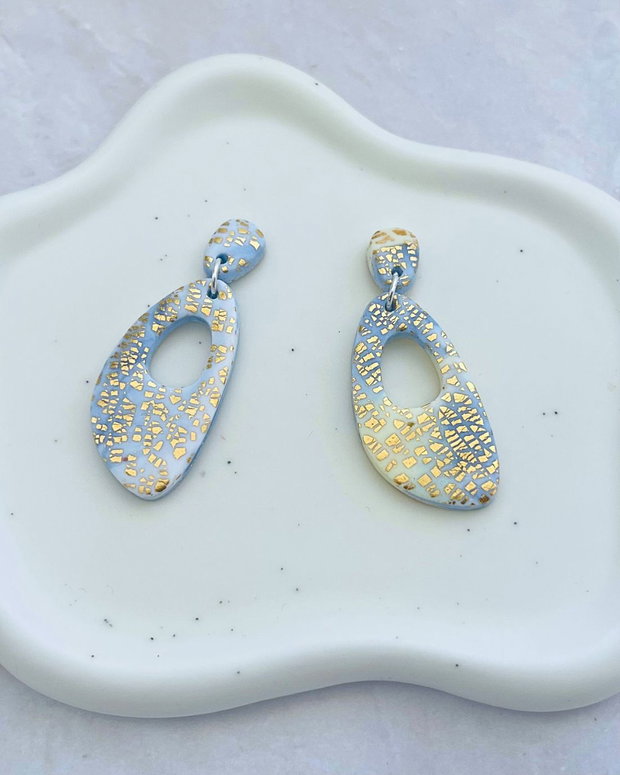 Cercei din lut polimeric GOLDEN TEARDROPS #C0067