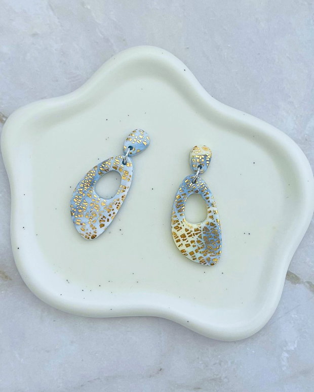 Cercei din lut polimeric GOLDEN TEARDROPS #C0067