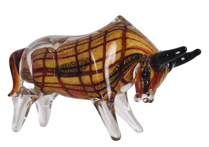 Taur-figurina decorativa din sticla Murano