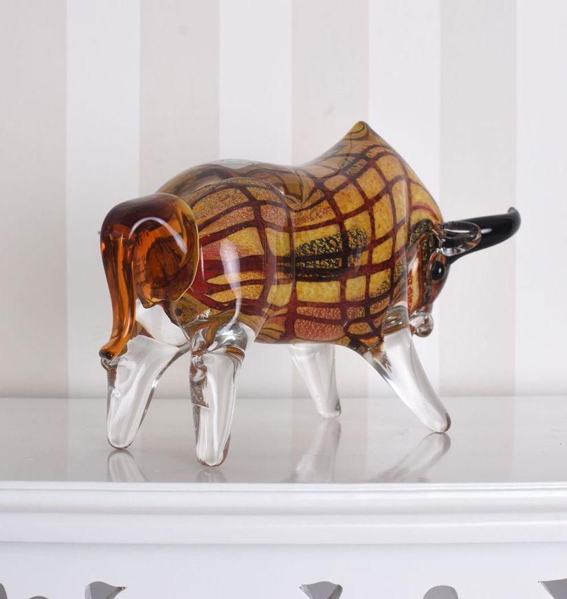 Taur-figurina decorativa din sticla Murano