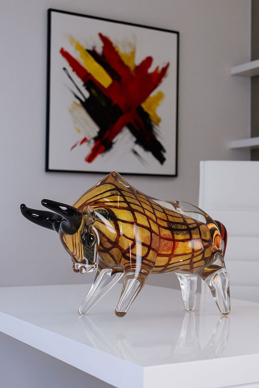 Taur-figurina decorativa din sticla Murano