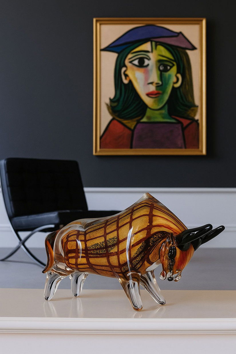 Taur-figurina decorativa din sticla Murano