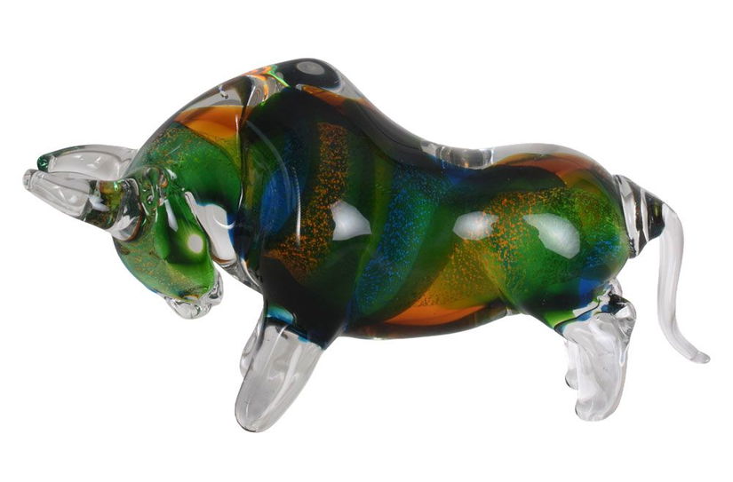 Taur-figurina decorativa din sticla Murano