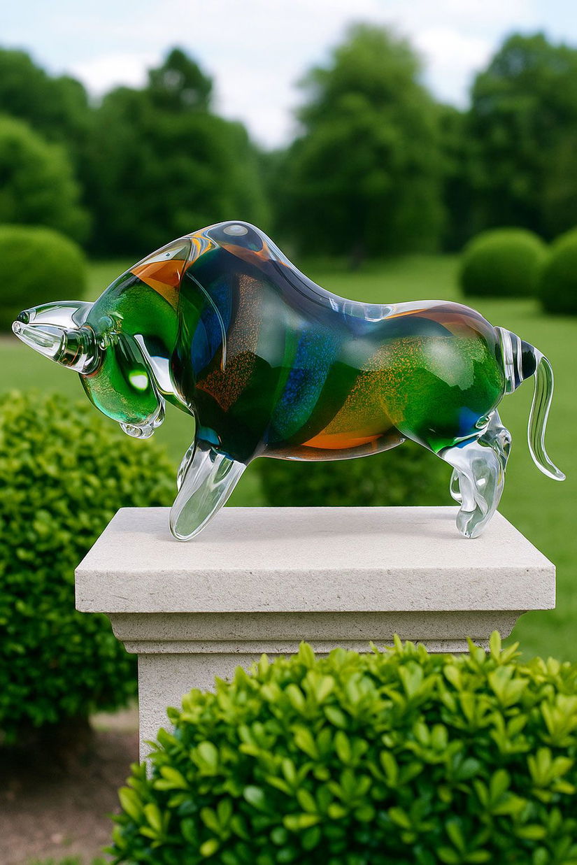 Taur-figurina decorativa din sticla Murano