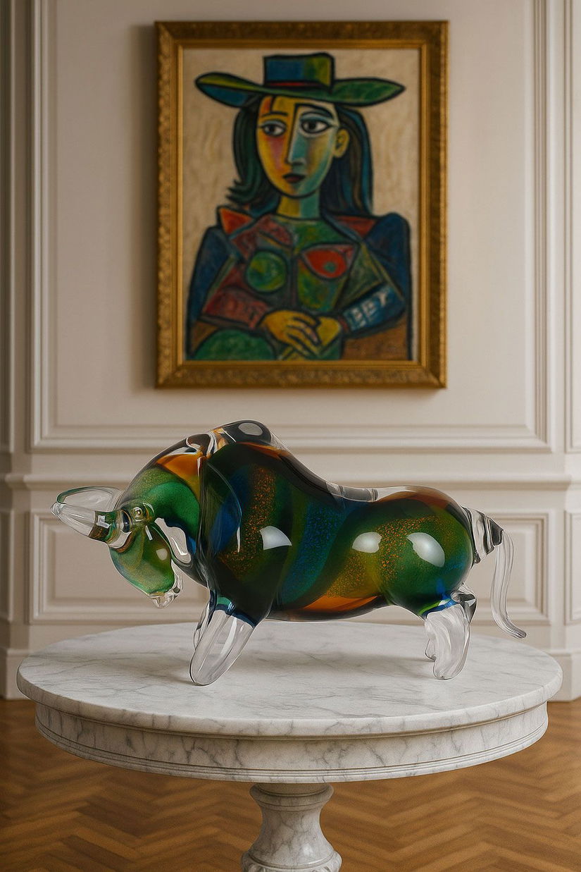 Taur-figurina decorativa din sticla Murano