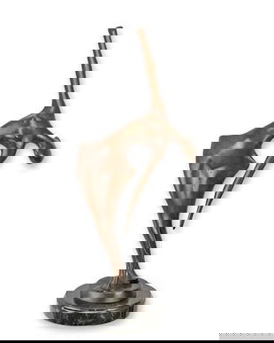 Dansatoare-statueta moderna din bronz cu un soclu din marmura