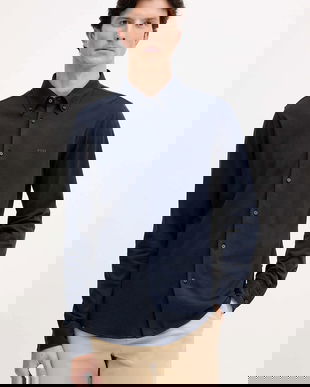 BOSS Orange cămașă din bumbac culoarea verde, cu guler button-down, slim, 50543089