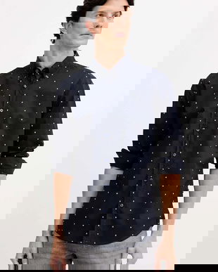 BOSS Orange cămașă din bumbac culoarea bleumarin, cu guler button-down, regular, 50548975