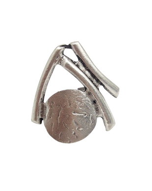 Inel reglabil din zamac, unisex, medalion si linii, Inz088