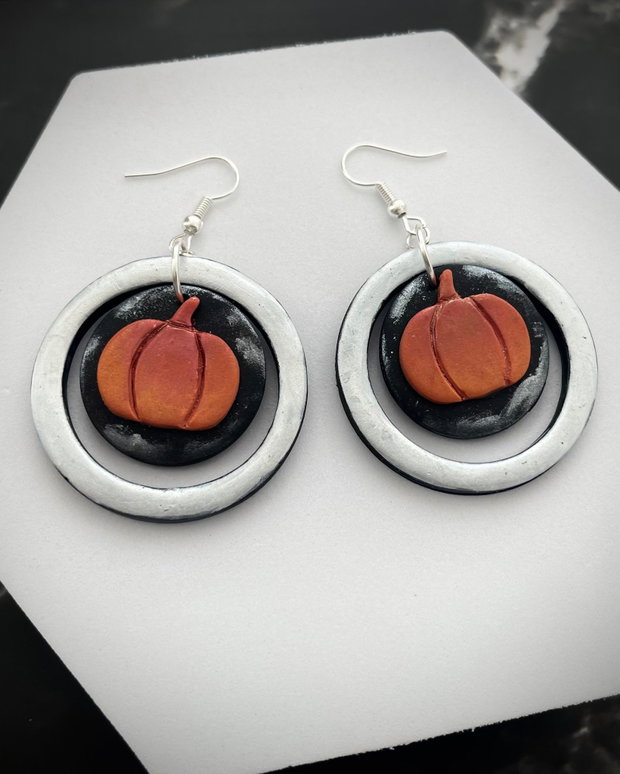 Cercei din lut polimeric PUMPKIN SPELLS #C0309