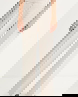 BOSS pantaloni din lână culoarea alb, drept, high waist, 50548280