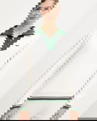 Lacoste bluză culoarea bej, cu imprimeu, SF8634