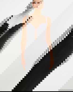 Elisabetta Franchi rochie culoarea negru, mini, mulata, AB87857E2