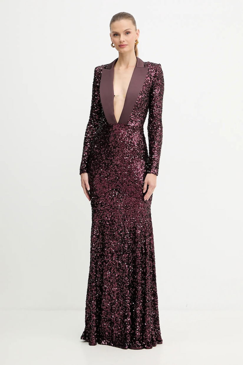 Elisabetta Franchi rochie culoarea bordo, maxi, mulata, ABR1356E2