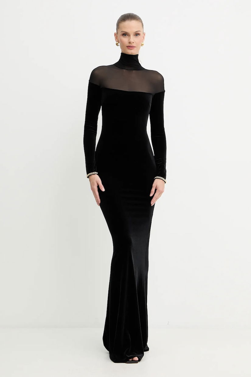 Elisabetta Franchi rochie culoarea negru, maxi, mulata, ABR4257E2