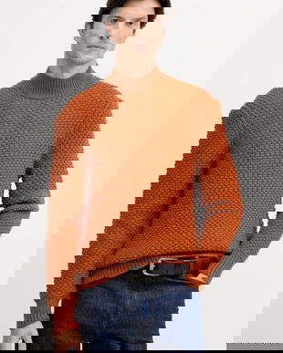 BOSS pulover de lână culoarea portocaliu, cu turtleneck, 50550008