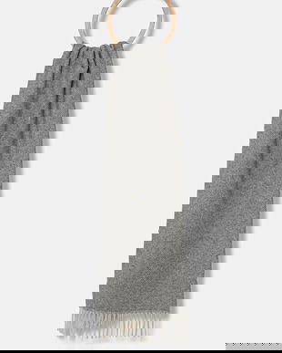 Hackett London esarfa de lână culoarea gri, cu imprimeu, HM0400022