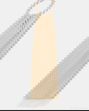 BOSS eșarfă de lână culoarea bej, cu imprimeu, 50549852