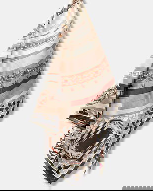 Marella eșarfă de mătase culoarea bej, cu imprimeu, 2523546017200