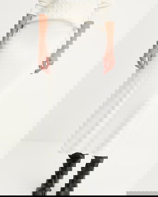 Answear.LAB fusta de casmir culoarea bej, midi, evazati