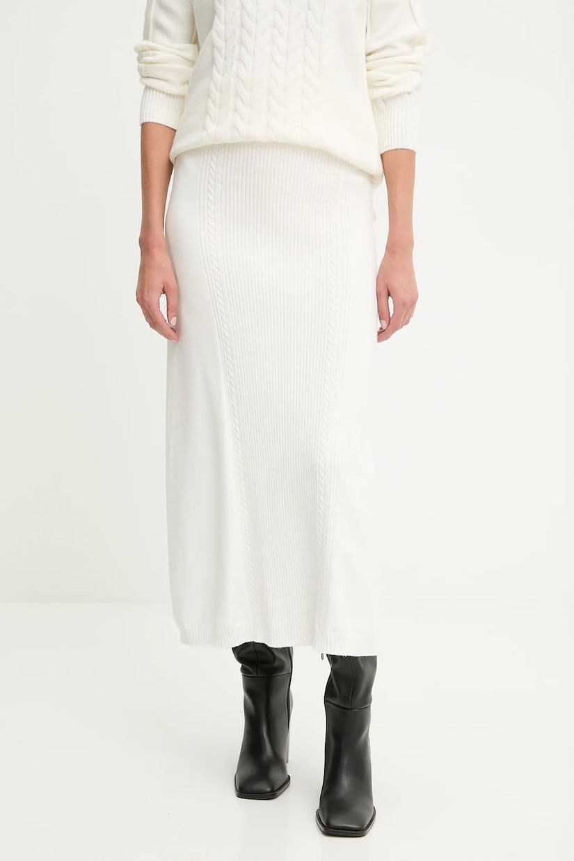 Answear.LAB fusta de casmir culoarea bej, midi, evazati