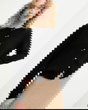 Answear.LAB cardigan din lana culoarea negru, light