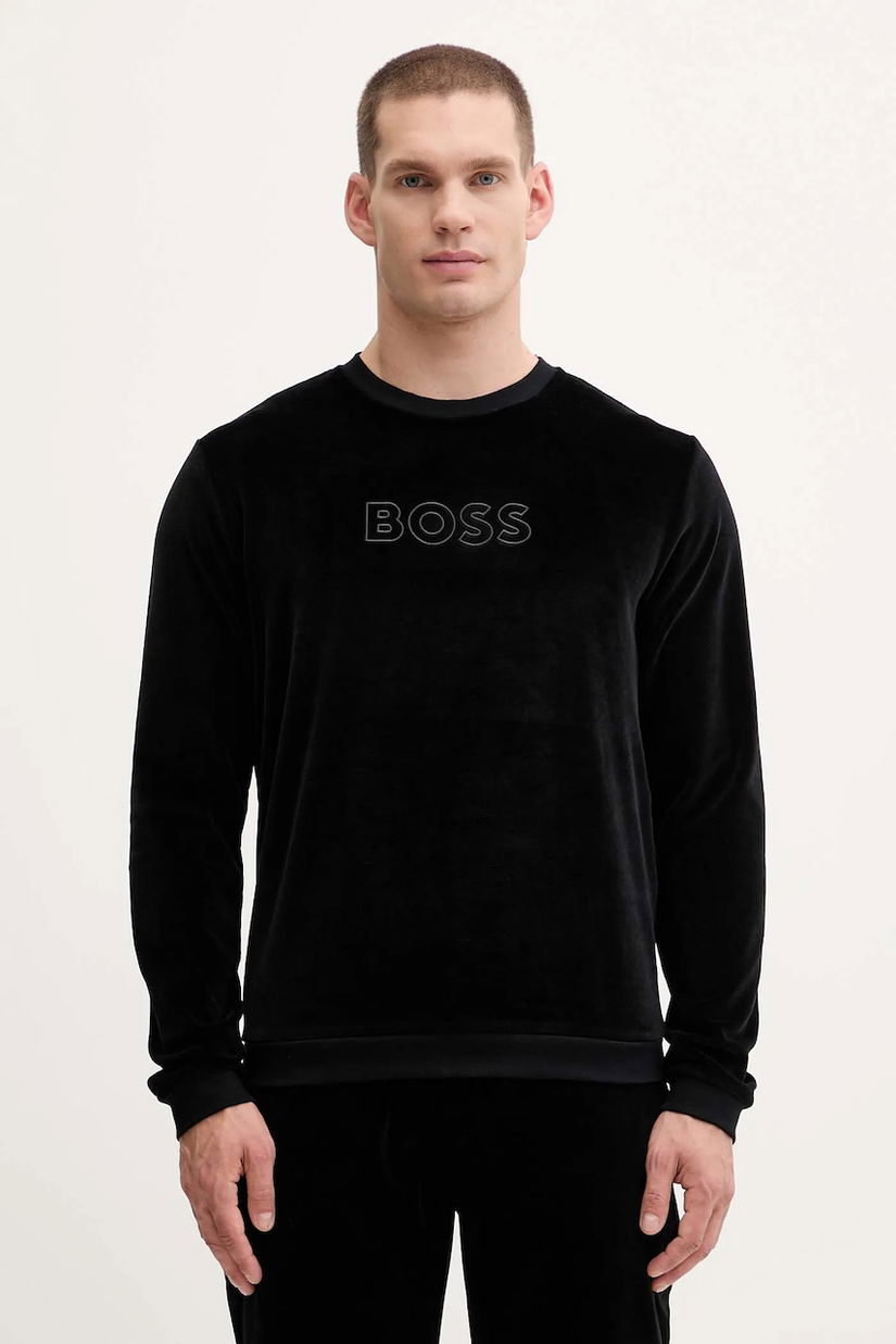 BOSS bluză culoarea negru, cu imprimeu, 50550636