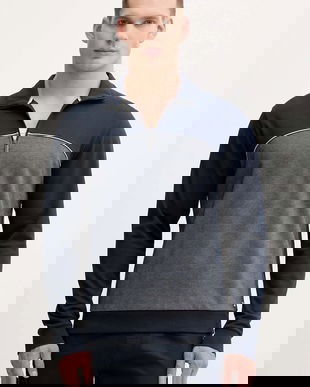 BOSS bluză culoarea bleumarin, melanj, 50545583