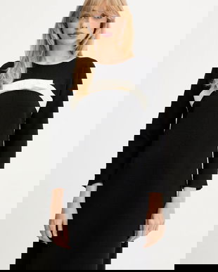 Luisa Spagnoli rochie din lână culoarea negru, mini, drept, 100057