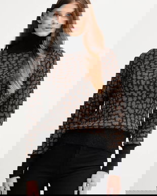 Joop! pulover din amestec de lână culoarea maro, light, cu guler, 30048423