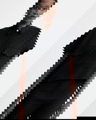 Sessun cămașă culoarea negru, cu guler clasic, relaxed, 25110029