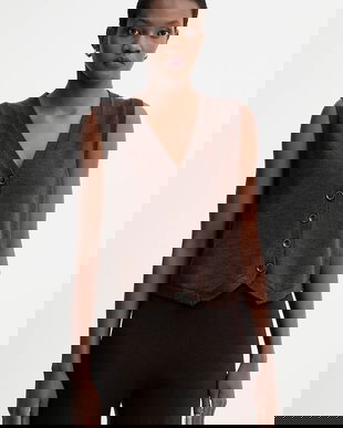 Sessun vestă de lână culoarea maro, light, 25109008