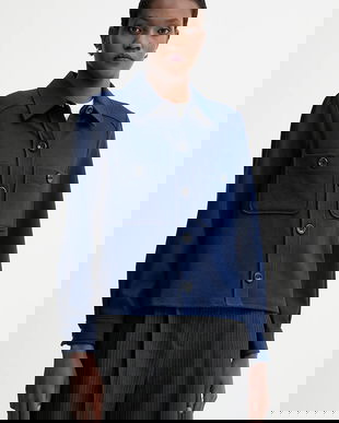 Sessun cămașă culoarea bleumarin, cu guler clasic, regular, 25110020