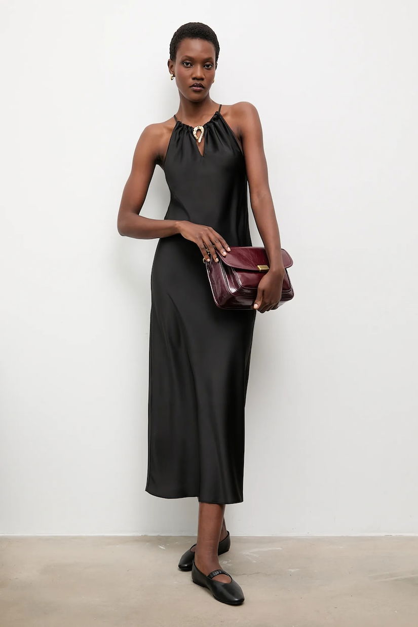 Answear.LAB rochie culoarea negru, maxi, drept