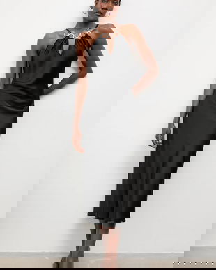 Answear.LAB rochie culoarea negru, maxi, drept