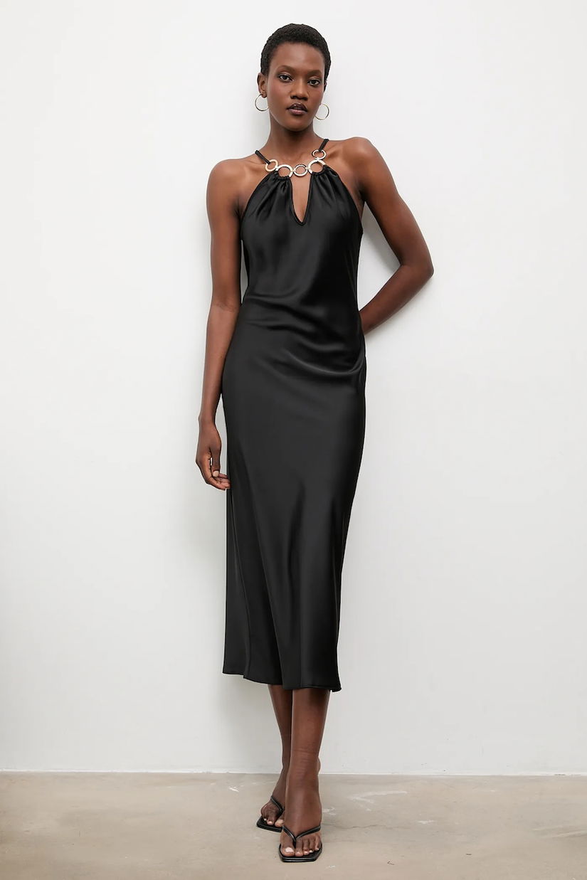 Answear.LAB rochie culoarea negru, maxi, drept